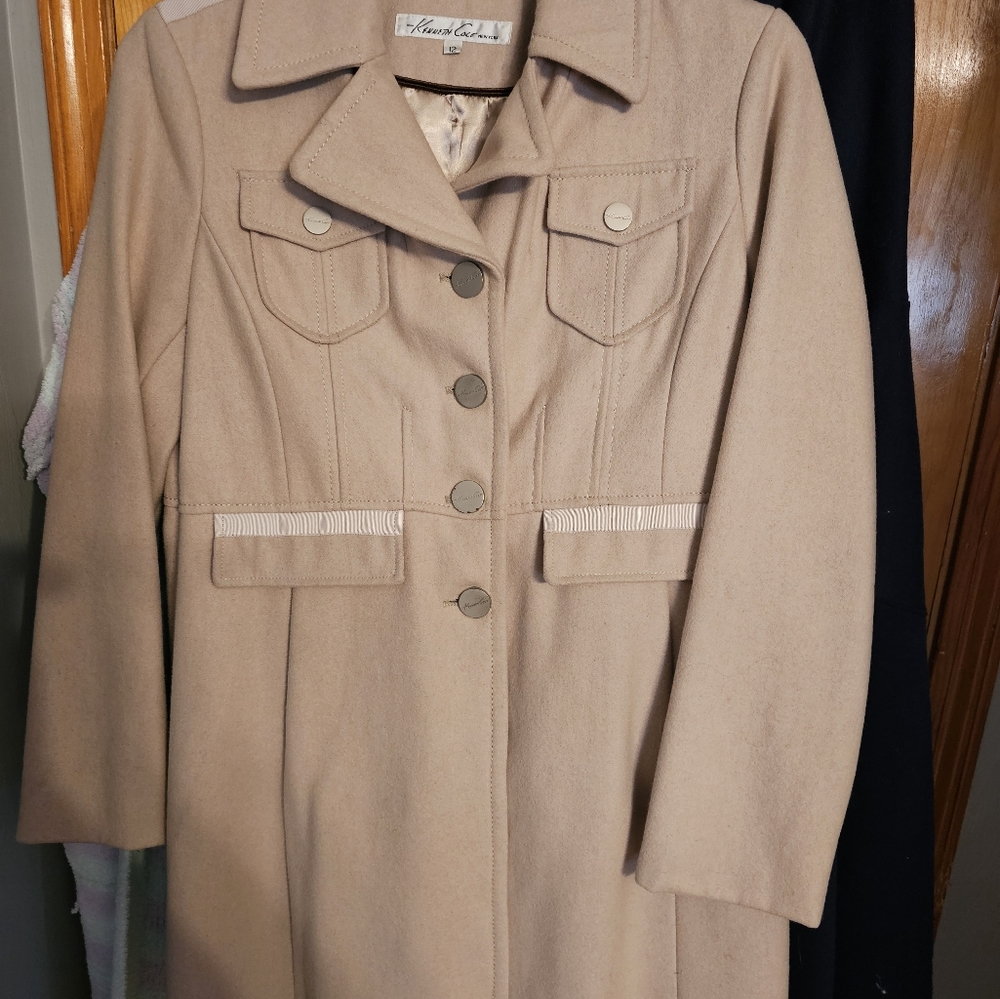 Kenneth Cole Size 12 Cream Winter Dress Coat